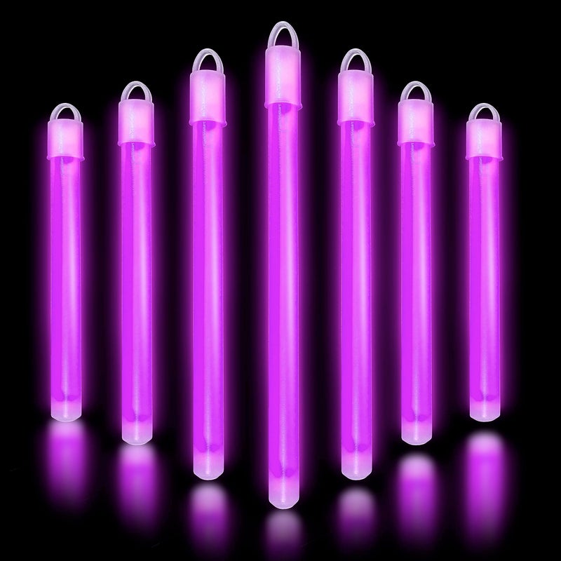 Glow Fever Glow in The Dark Sticks - 100 ct 6" Glow Sticks Bulk Party Pack with End Caps & Lanyards - Glow Party Favors for Concert, Festival, & Wedding Neon Light Sticks by Party Dragon, Purple - Image 1